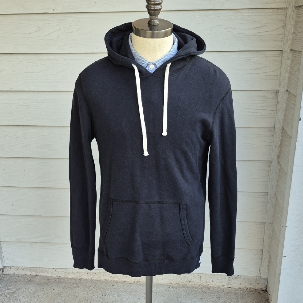 REIGNING CHAMP‎ Canada Solid Black Embroidered Cotton Large Mens Hoodie Sweater